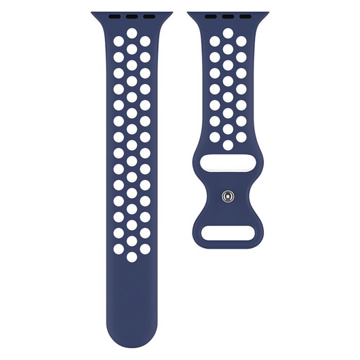 Bild 3, Sportarmband Dual-Color Apple Watch 42/44/45/49 mm (S/M) Blå/Vit