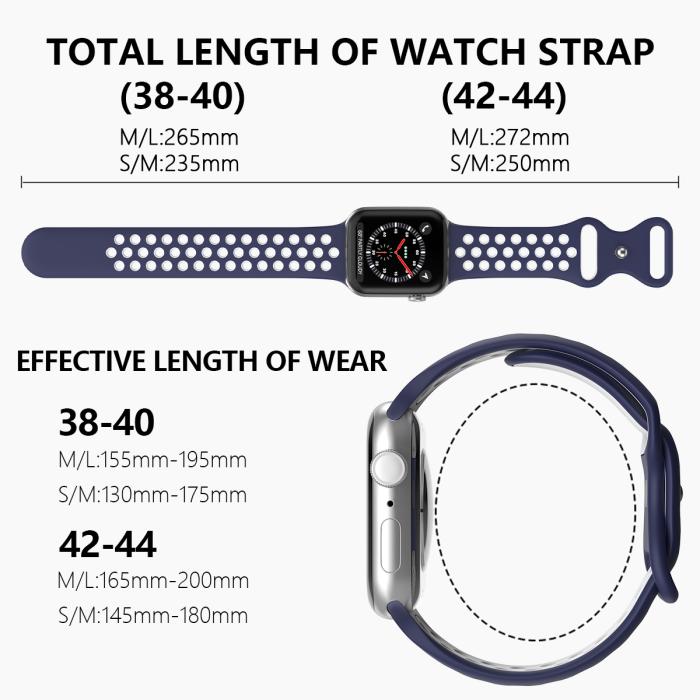 Bild 4, Sportarmband Dual-Color Apple Watch 42/44/45/49 mm (S/M) Blå/Vit