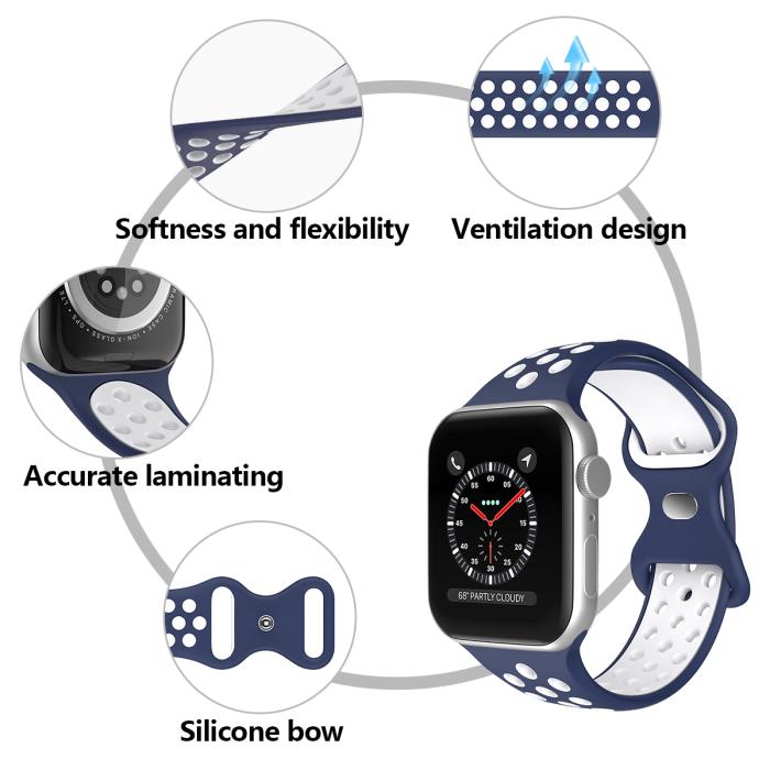 Bild 5, Sportarmband Dual-Color Apple Watch 42/44/45/49 mm (S/M) Blå/Vit
