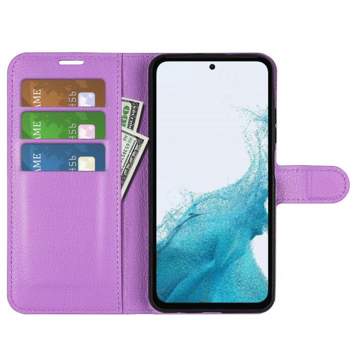 Bild 2, Samsung Galaxy A54 5G Fodral Litchi Läder Lila