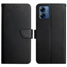 Motorola Moto G54 5G Fodral Äkta Läder Svart