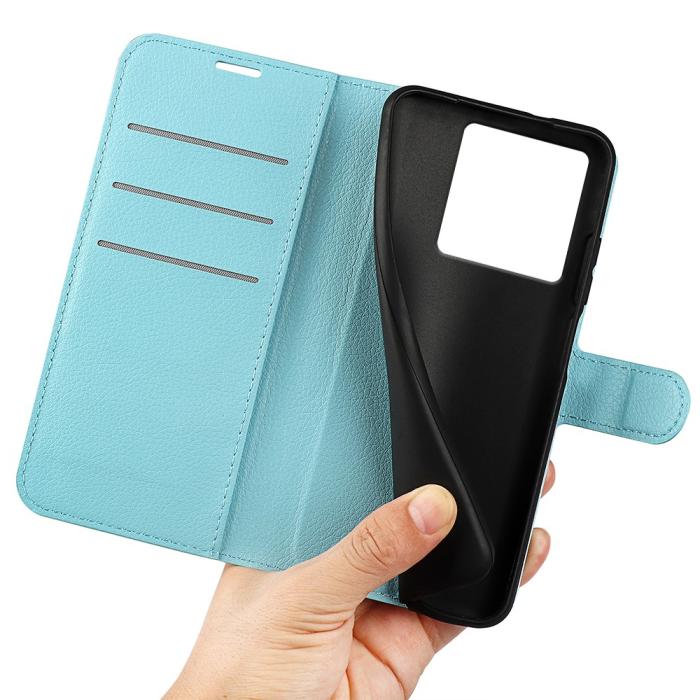 Bild 4, Xiaomi 13T / 13T Pro Fodral Litchi Läder Ljus Blå