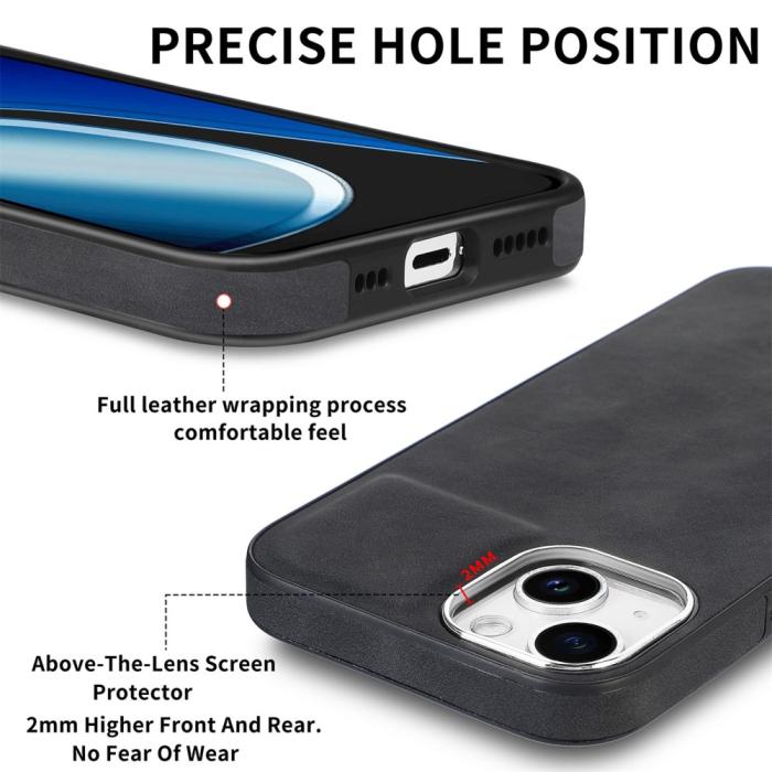 Bild 4, iPhone 15 Plus Skal Läderbelagt Skin Touch Svart
