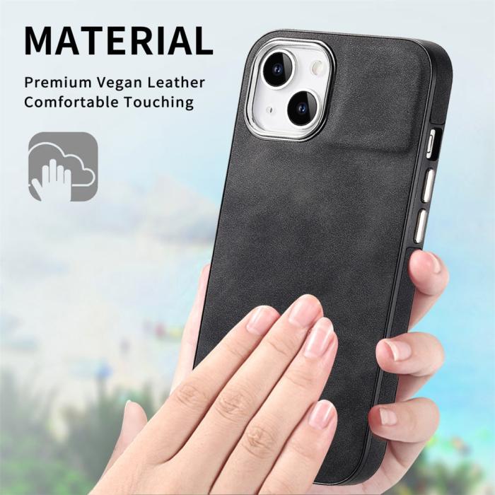 Bild 5, iPhone 15 Plus Skal Läderbelagt Skin Touch Svart
