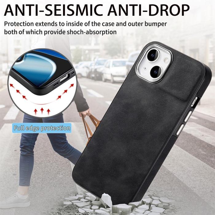 Bild 6, iPhone 15 Plus Skal Läderbelagt Skin Touch Svart
