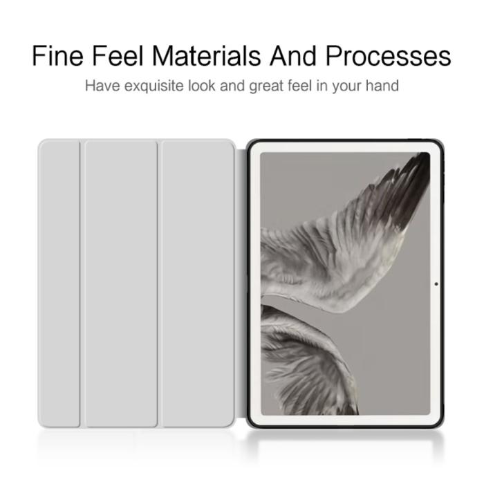 Bild 2, Google Pixel Tablet Fodral Tri-Fold Läder Grå