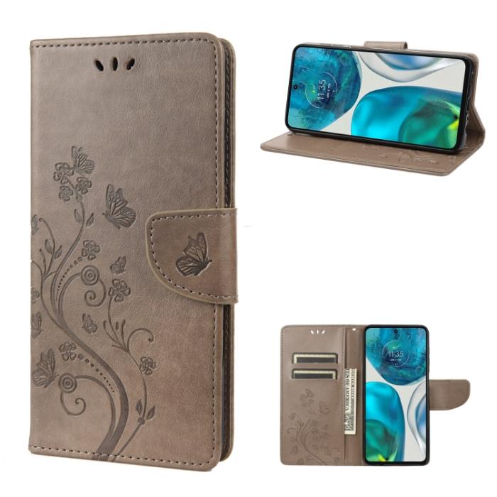 Bild 1, Motorola Moto G52/G82 Fodral Blommigt Tryck Grå