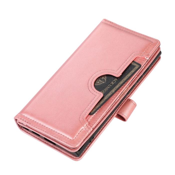 Bild 5, Galaxy S23 Ultra Fodral Multifunktionell Split Läder Roséguld