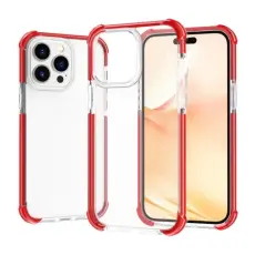iPhone 14 Pro Max Skal Shockproof Akryl/TPU Transparent/R&ouml;d