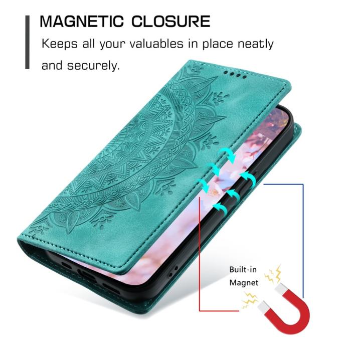 Bild 6, Samsung Galaxy A25 5G Fodral Flip Mandala Läder Grön