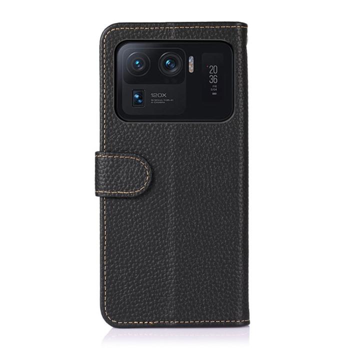 Bild 3, Xiaomi Mi 11 Ultra - KHAZNEH Äkta Läder Litchi Fodral - Svart