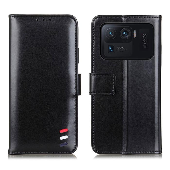 Bild 1, Xiaomi Mi 11 Ultra - Tri-Color Läder Fodral - Svart