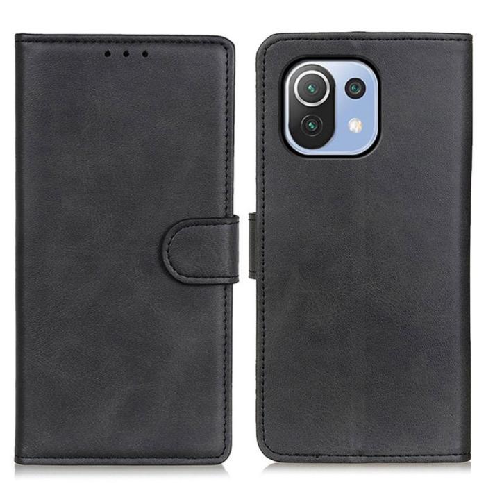 Bild 1, Xiaomi Mi 11 Lite - Solid Läder Fodral - Svart