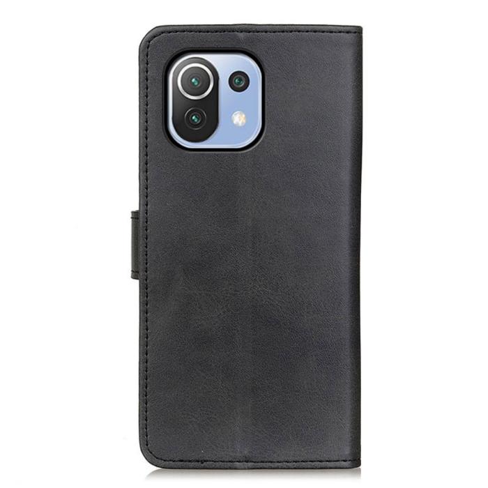 Bild 2, Xiaomi Mi 11 Lite - Solid Läder Fodral - Svart