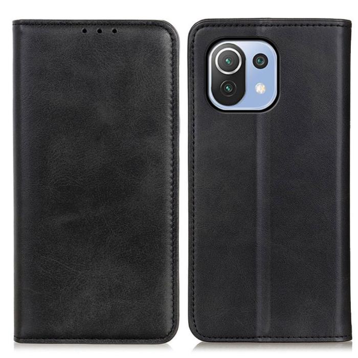Bild 1, Xiaomi Mi 11 Lite - Split Läder Flip Fodral - Svart