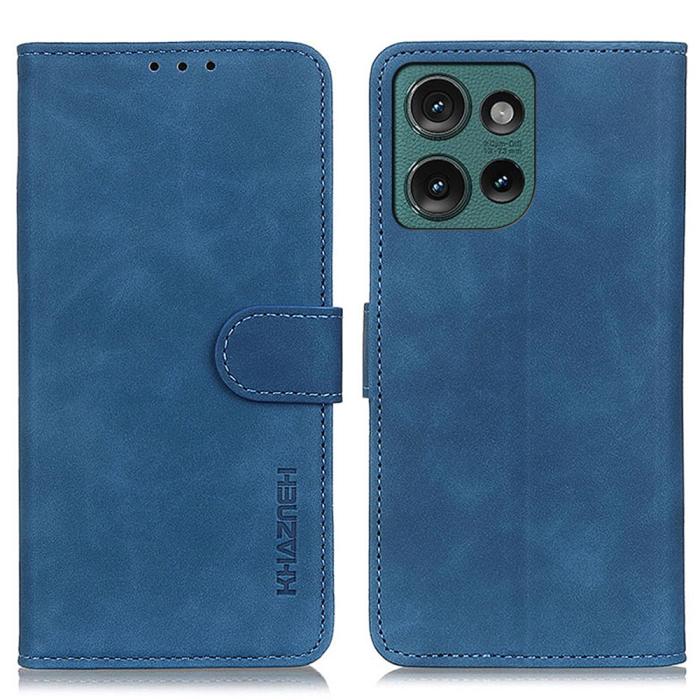 Bild 1, KHAZNEH Motorola Edge 50 Neo Fodral Retro Läder Blå