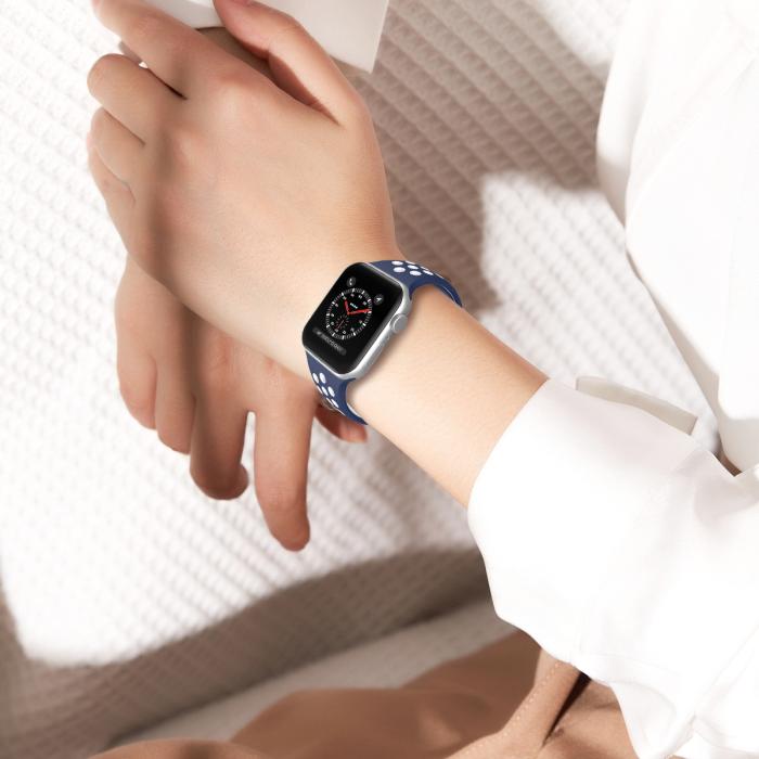 Bild 6, Sportarmband Dual-Color Apple Watch 42/44/45/49 mm (S/M) Blå/Vit