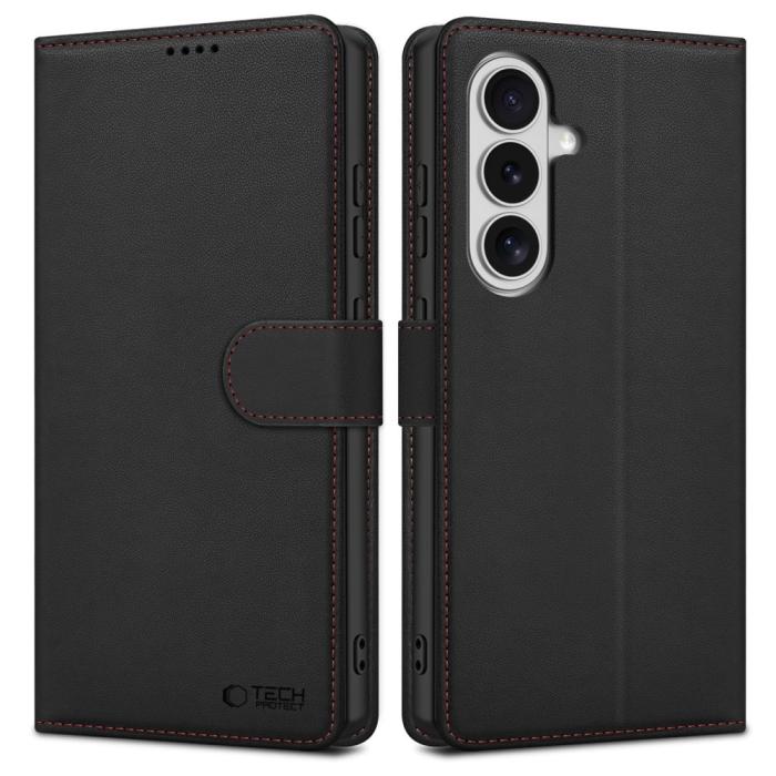 Bild 2, Tech-Protect Samsung Galaxy S26 Fodral Läder Svart / Röd