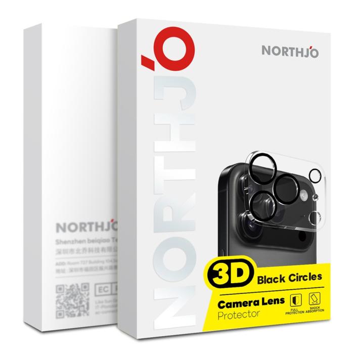 Bild 5, NORTHJO iPhone 18 Pro Max 2-PACK Linsskydd Svarta Ringar