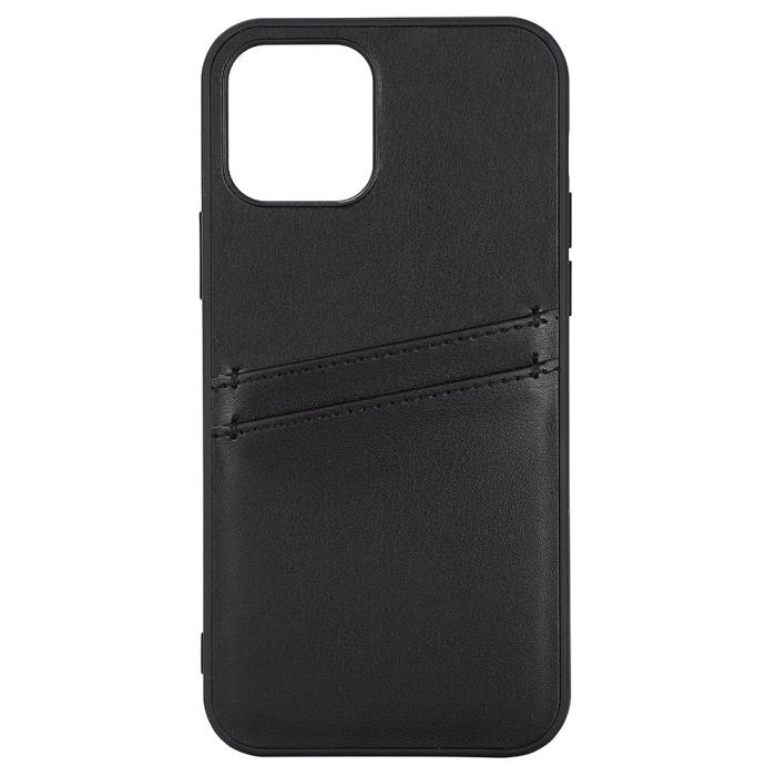 Bild 1, Buffalo iPhone 12 / 12 Pro Skal Läder Med 2 Kortfack Svart