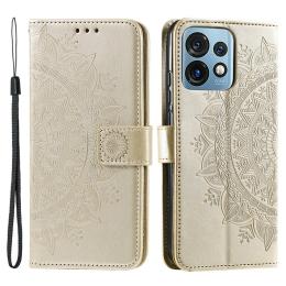 Motorola Edge 40 Pro 5G Fodral Mandala Läder Guld