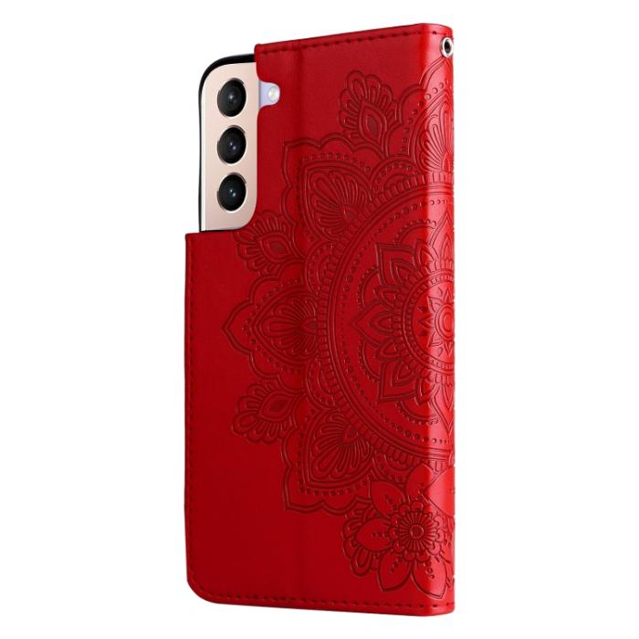 Bild 3, Samsung Galaxy S22 Fodral Mandala Blomma Röd