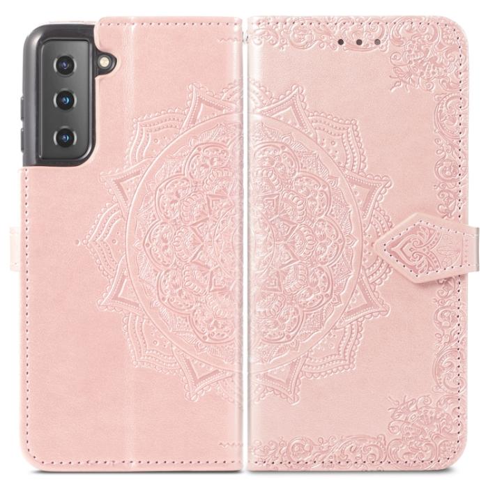Bild 2, Samsung Galaxy S22 Fodral Mandala Läder Roséguld