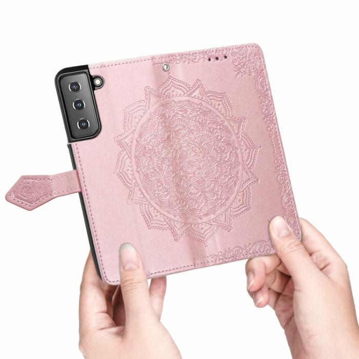 Bild 5, Samsung Galaxy S22 Fodral Mandala Läder Roséguld