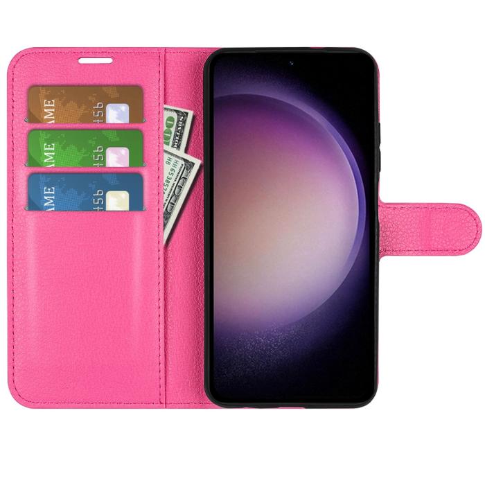 Bild 2, Samsung Galaxy S23 FE Fodral Litchi Textur Rosa