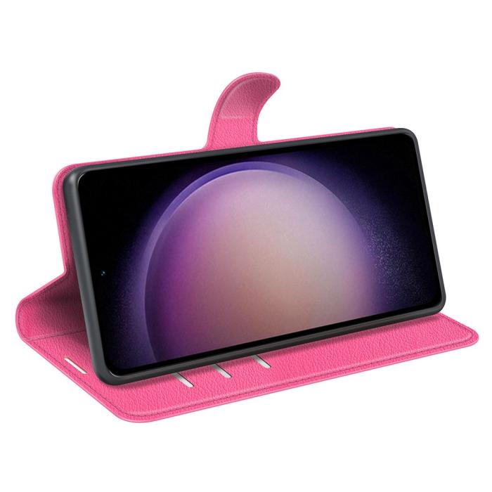 Bild 3, Samsung Galaxy S23 FE Fodral Litchi Textur Rosa