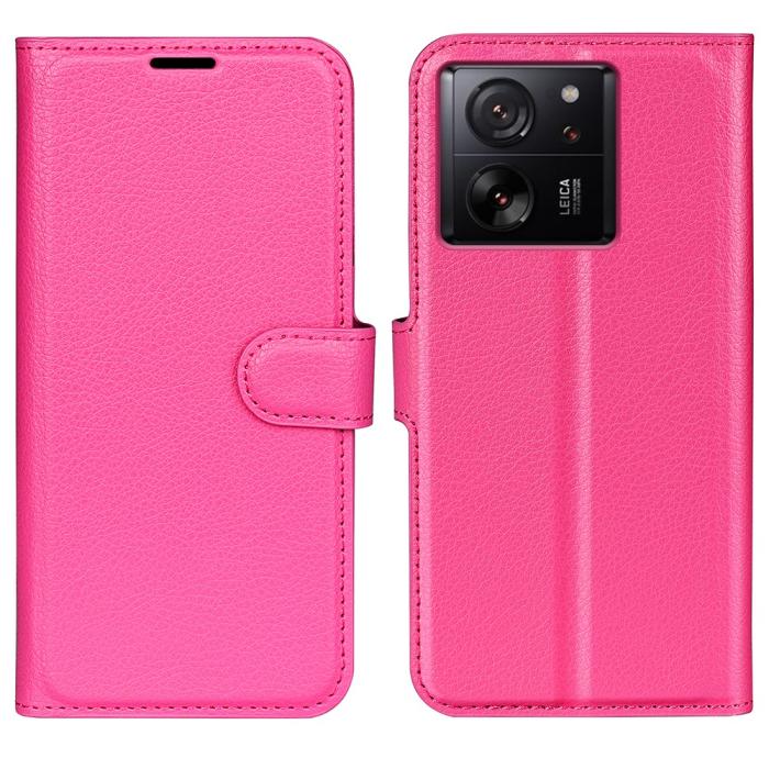 Bild 1, Xiaomi 13T / 13T Pro Fodral Litchi Läder Rosa