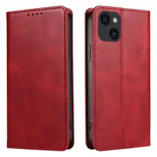 iPhone 15 Fodral Flip Läder Röd