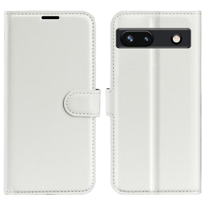 Bild 1, Google Pixel 7A Fodral Litchi Textur Läder Vit