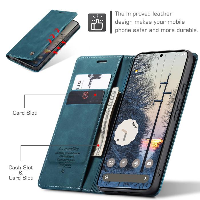 Bild 3, CASEME Google Pixel 11 Pro XL Fodral RFID Läder Blå