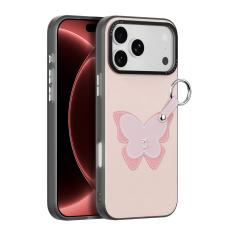DUX DUCIS iPhone 18 Pro Skal PU-L&auml;der Fj&auml;ril Ljusrosa