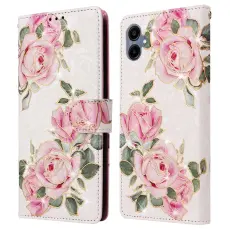 Samsung Galaxy A07 Fodral RFID L&auml;der Rosa Blommor
