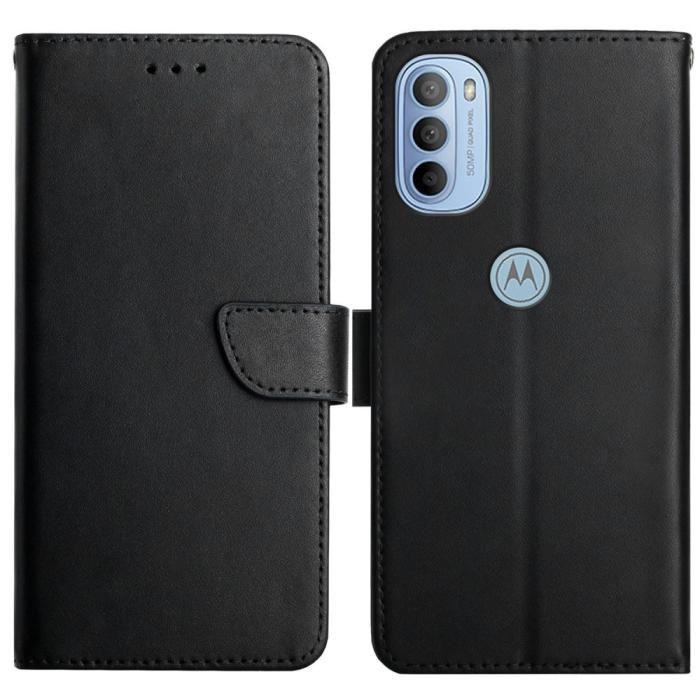 Bild 1, Motorola Moto G31 / G41 Fodral Nappa Textur Äkta Läder Svart