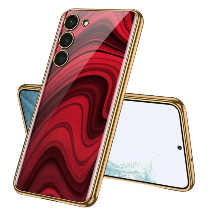 Bild 1, GKK Galaxy S24 Plus Skal Härdat Glas Electroplate Peacock Red