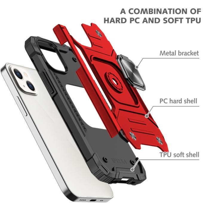 Bild 2, iPhone 14 Pro Skal Shockproof Hybrid Ring Röd