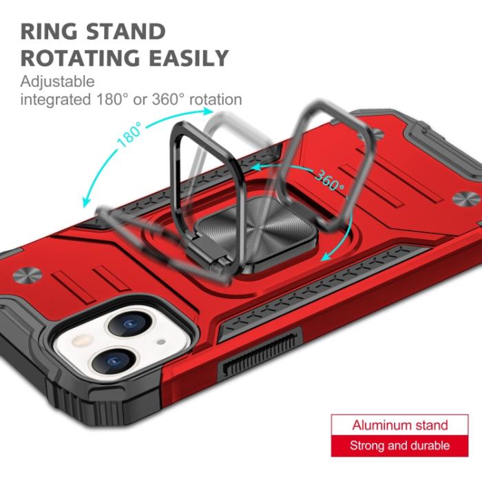 Bild 4, iPhone 14 Pro Skal Shockproof Hybrid Ring Röd