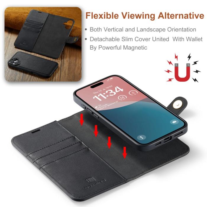 Bild 6, DG.MING iPhone 16 Fodral 2in1 Magnet Svart