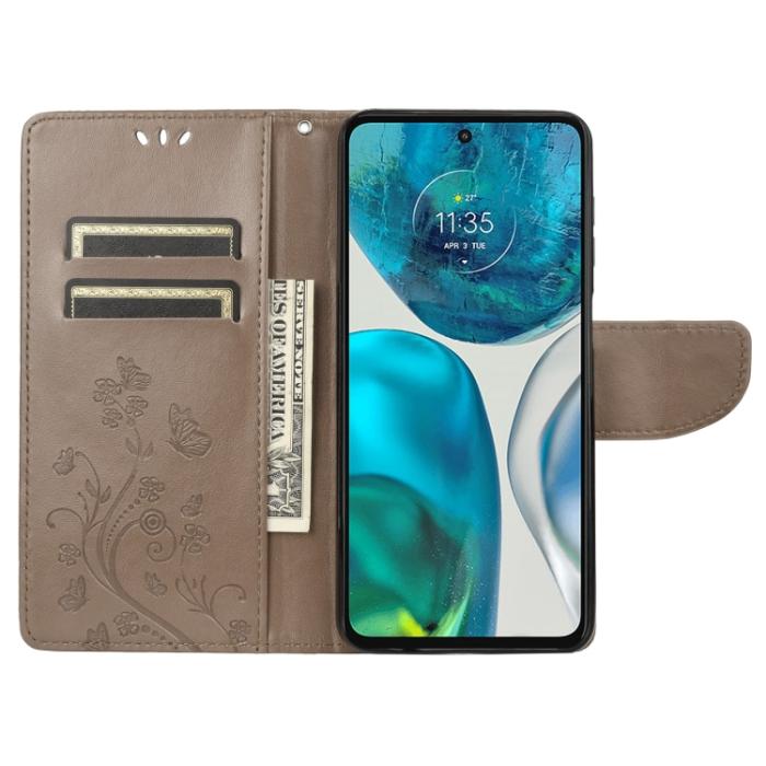 Bild 4, Motorola Moto G52/G82 Fodral Blommigt Tryck Grå
