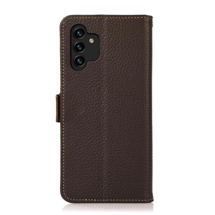 Bild 3, KHAZNEH Samsung Galaxy A13 4G Fodral RFID Äkta Läder Brun