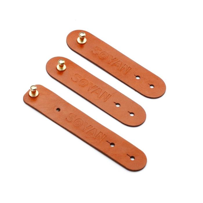 Bild 3, SOYAN 3-PACK Kabelhållare I PU-Läder Brun