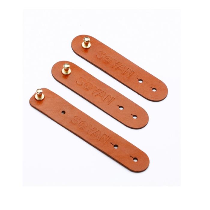 Bild 5, SOYAN 3-PACK Kabelhållare I PU-Läder Brun