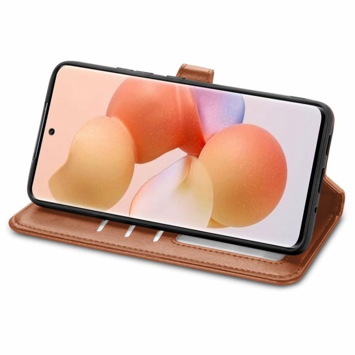 Bild 3, Xiaomi 12T / 12T Pro Fodral Magnetisk Mässing Brun