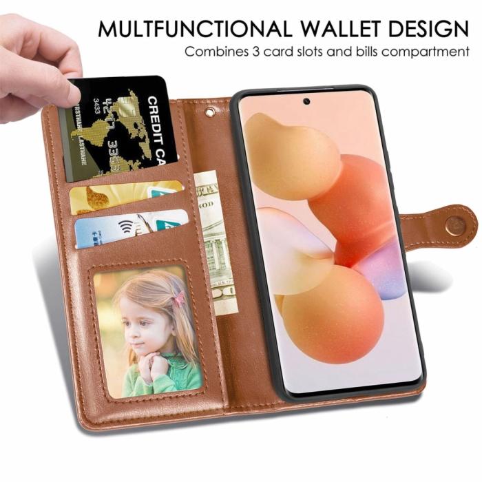 Bild 4, Xiaomi 12T / 12T Pro Fodral Magnetisk Mässing Brun