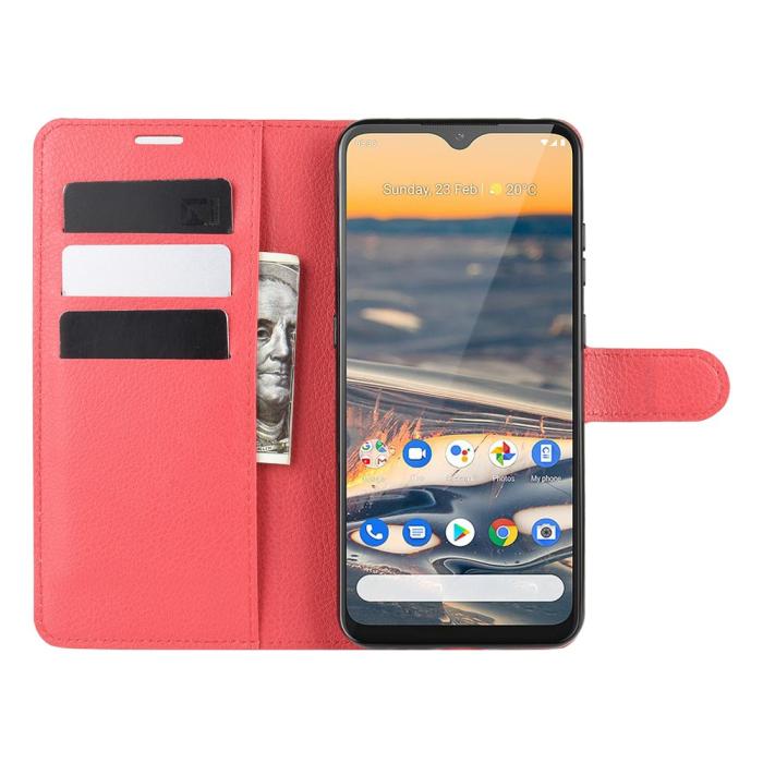 Bild 4, Nokia 5.3 - Litchi Plånboksfodral - Röd