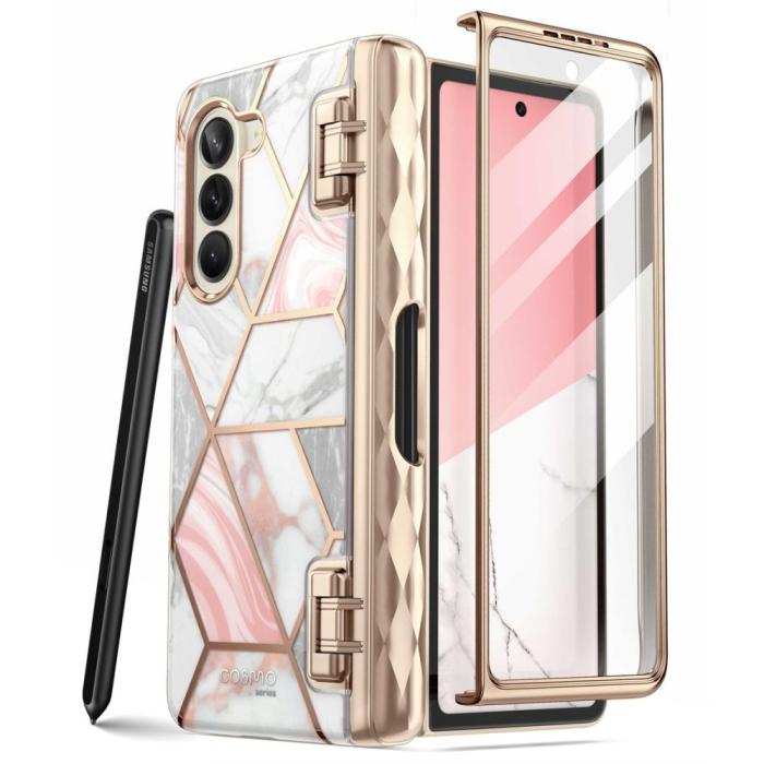 Bild 2, Supcase Galaxy Z Fold 5 Skal Cosmo Pen Marble Pink