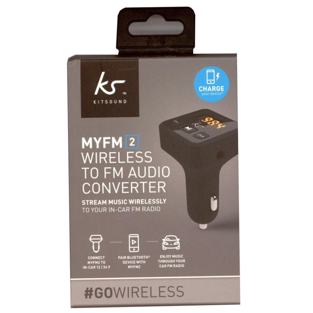 Kitsound MYFM2 Bluetooth FM Sändare för Bil Med Mic Svart